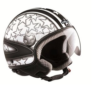 Casco demijet leggero omologato Helmo STELLE & STRISCE colore NERO visiera Aeronautica