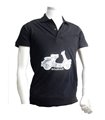 Pubblishow Polo maniche corte in cotone di colore nero con serigrafia Vespa faro basso