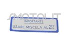 Sticker &quot;Mit 2% Mischung&quot; blau für Vespa 125 150 160