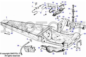 Tavola esploso ricambi supporto motore Ape 601