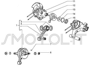 tavola esplosi ricambi motore Vespa Px 125