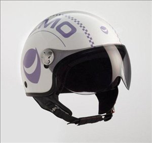 Demijet zugelassenen Helm Licht Helmo OMEN Weiß und Lila mit Visier Luftfahrt
