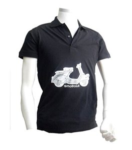 Polo Kurzarm schwarzer Baumwolle mit Seide Vespa Scheinwerfer niedrigen