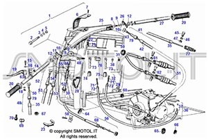 Tavola esploso ricambi manubrio Ape 601