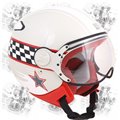 CGM Demijet zugelassenen Helm FLAG metallic grau mit Siebdruck Racing Visier geprägt
