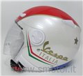 CGM Demijet zugelassenen Helm Platte Vespa Italien KAYE Modell perlweiß mit Visier