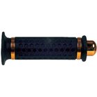 Ein Paar schwarze Gummigriffe für Roller Lenkerende mit integriertem Farb-GOLD.