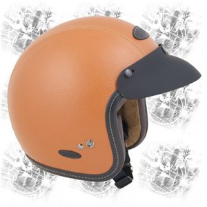 Casco demijet omologato VINTAGE RETRO' color CUOIO in similpelle