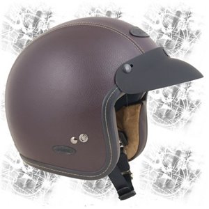 Demijet zugelassenen Helm VINTAGE RETRO 'Farbe braun Kunstleder