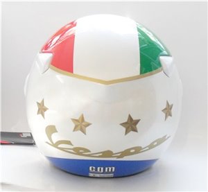 Casco demijet leggero omologato con targhetta VESPA ITALIA modello KAYE bianco perlato con visiera